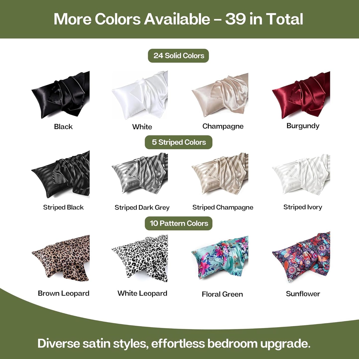 MR&HM Satin Body Pillow Cover, Soft and Breathable Body Pillow Case with Envelope Closure, Cooling and Silky Long Pillowcase for Hair and Skin,Grey (20x54, Sage)