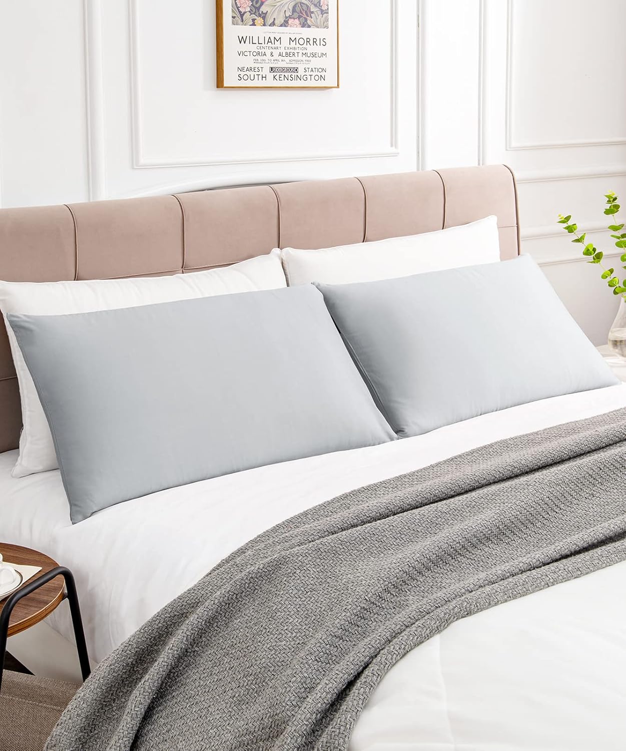 Warmstar Cotton Pillow Cases Queen Size Set of 2, 600 Thread Count Pillowcases 20x30 Inches, Soft Long Staple Cotton Pillowcases Breathable with Envelope Closure,Grey