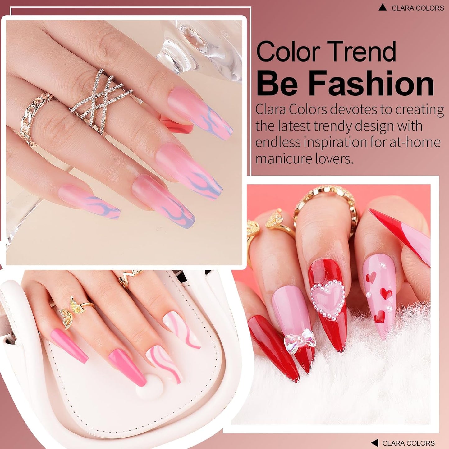 Clara Colors 32 Colors 14ml Gel Nail Polish Kit, All In One Gel Polish Set with Base Matte Glossy Top Coat Tools Nails Art Decorations Salon Gel Polish Starter Kit Full Cover Natural