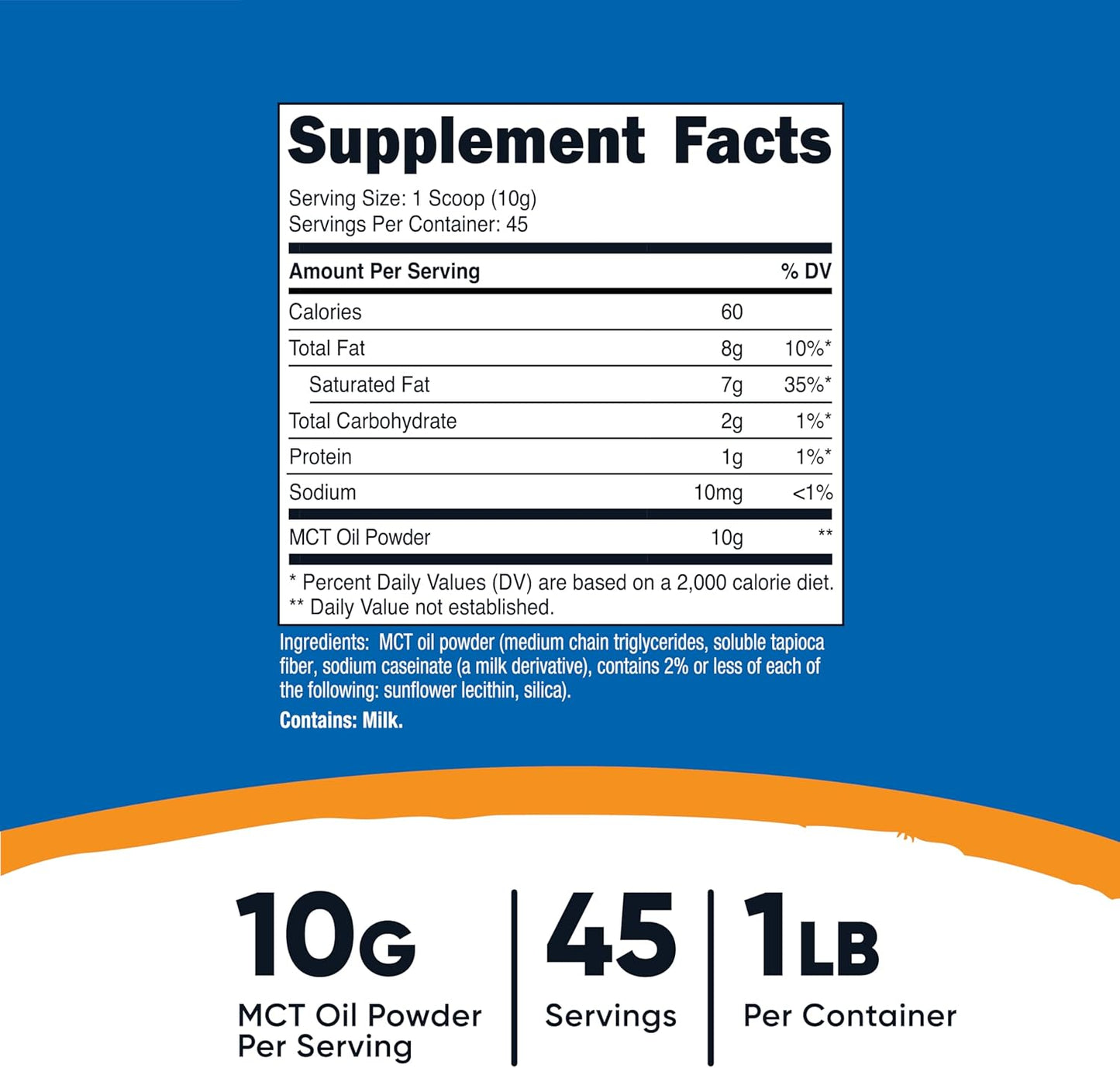 Nutricost MCT Oil Powder 1LB (16oz) - Great for Keto, Ketosis and Ketogenic Diets - Zero Net Carbs, Non-GMO + Gluten Free (Medium Chain Triglyceride)