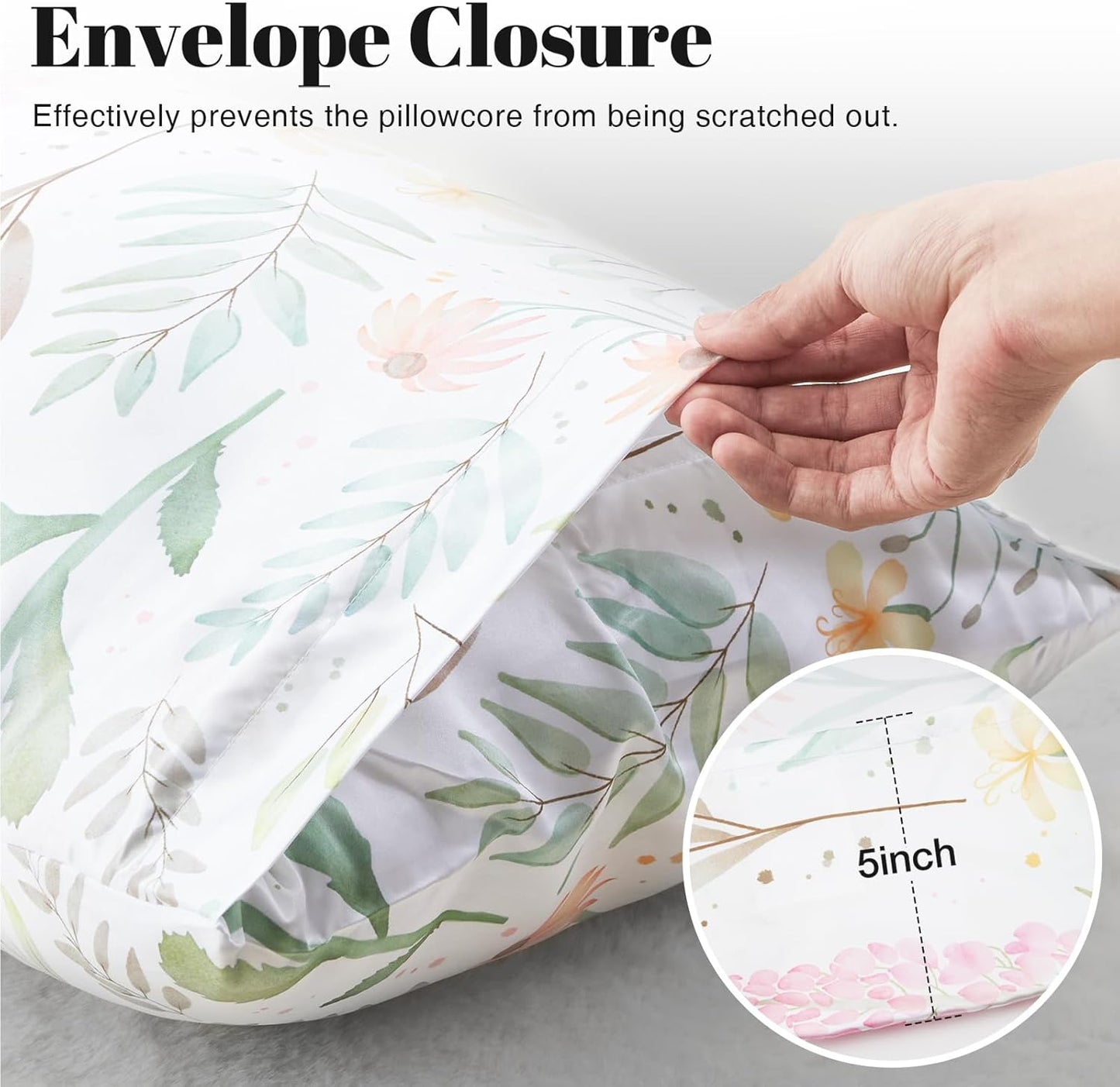 EXQ Home Satin Body Pillowcase for Hair and Skin- Multicolor Printed Flower Silk Long Pillowcase 20x54 inches - Satin Pillow Cases with Envelope Closure, Gifts for Women