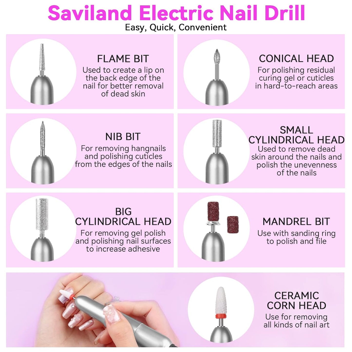 SAVILAND Acrylic Nail Kit with U V Light – Acrylic Nail Set Christmas Gift Set with Acrylic Powder and Liquid Set Acrylic Nail Brush Practice Finger Portable Nail Drill for Nails Kit Set for Home DIY