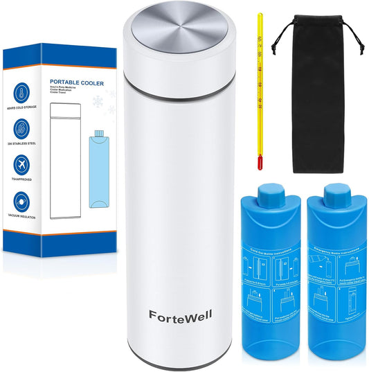 TSA Approved Insulin Travel Cooler – Compact Medication Travel Case for Diabetics – 60H Cooling for 2-3 Insulin Pens – Ideal Travel Cooler for EpiPens (White)