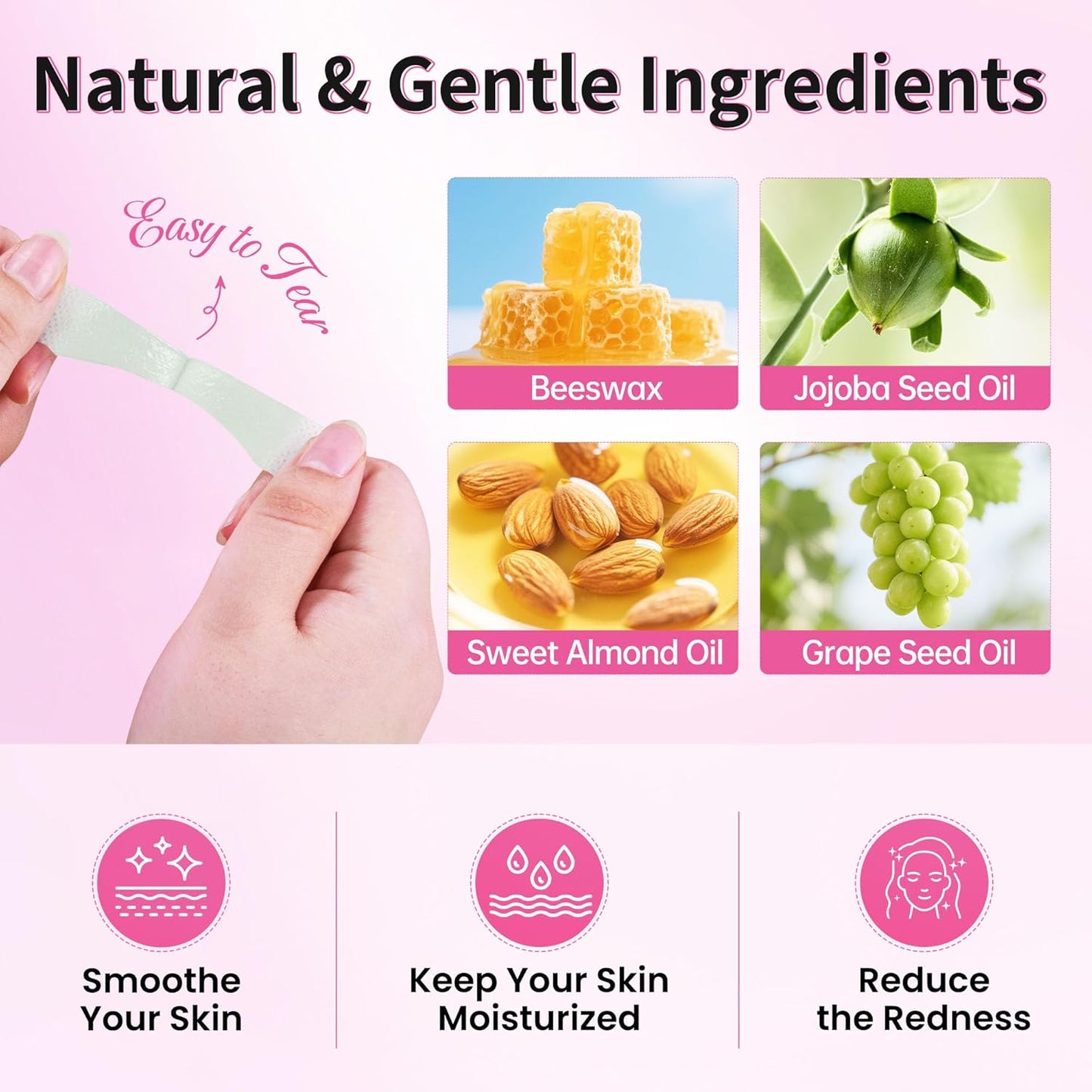 Beauty7 Lip Wax Strips Facial Wax Strips Hair Removal Wax Strips for Sensitive All Skin Types Women 20 pcs with Pearl Powder Essential Oil