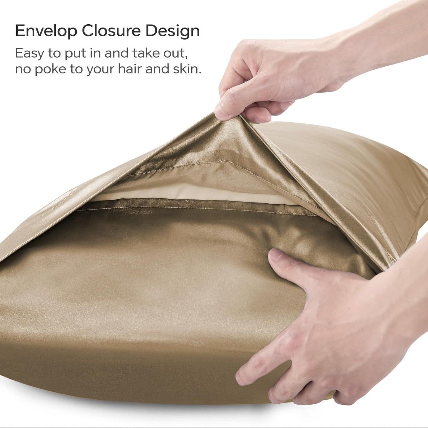 BEDELITE Satin Body Pillow Cover 2 Pack, Super Soft and Cooling Body Pillow Pillowcase for Hair and Skin, Breathable Silky Full Long Pillowcase Cover(20"x54", Tawny Brown)