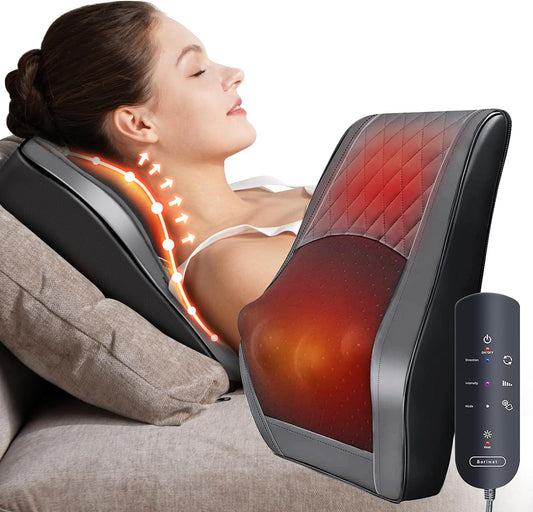 Back Massager with Heat, Massagers for Neck and Back, 3D Deep Tissue Kneading Massage Pillow for Neck, Shoulder, Leg Pain Relief, Gifts for Men Women Mom Dad, Relax at Home Office and Car - Dark Gray