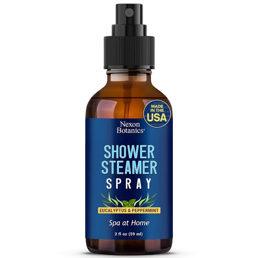Eucalyptus & Peppermint Shower Steamer Spray 2 fl oz - Aromatherapy Mist for Spa with Pure, Natural Essential Oils - Refreshing Aroma for Clear Breathing & Mood Enhancement - Nexon Botanics