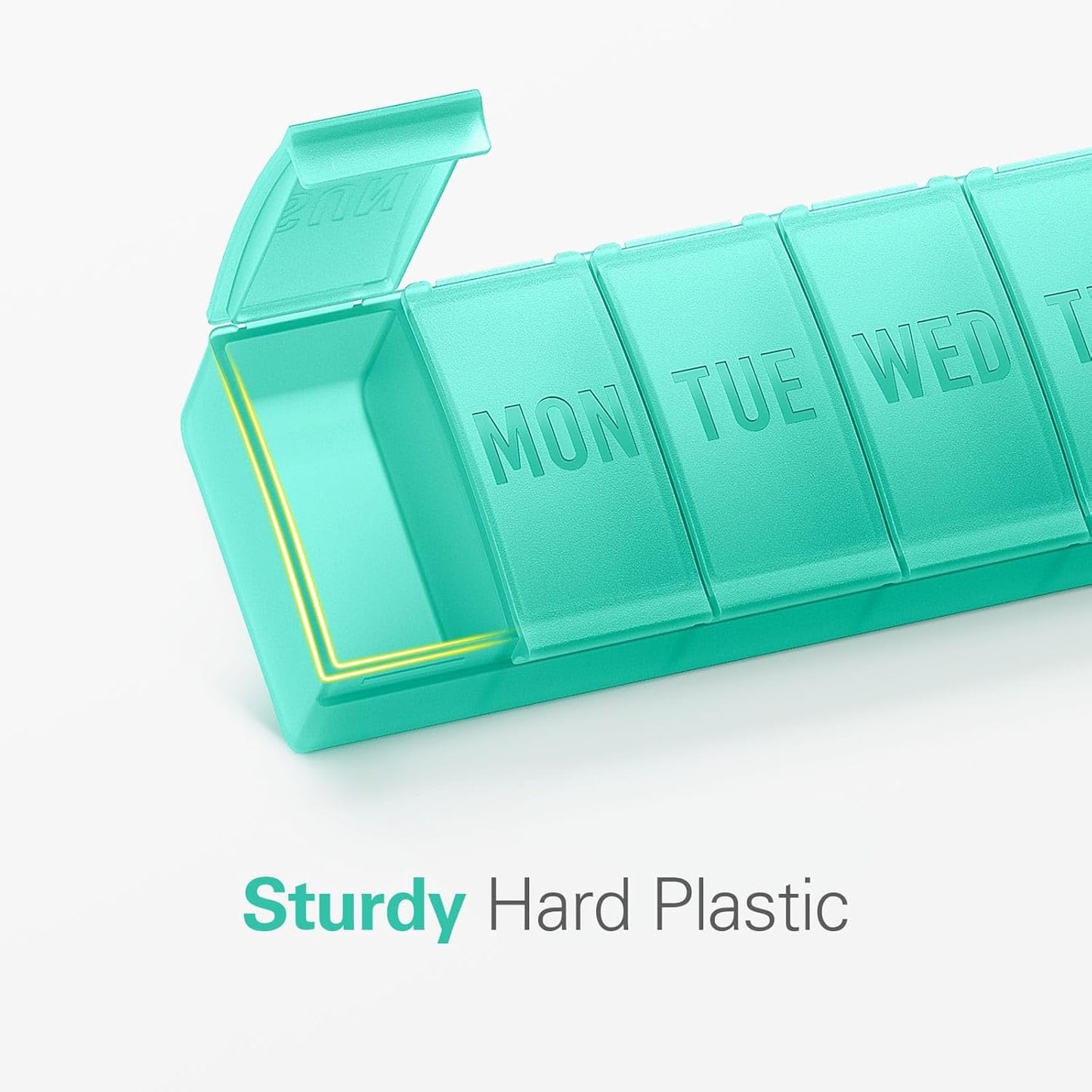 Barhon Pill Organizer Large, Weekly Medicine Pill Organizers, 7 Day Pills Box Case Travel for Big Vitamin Supplements Fish Oil, Green