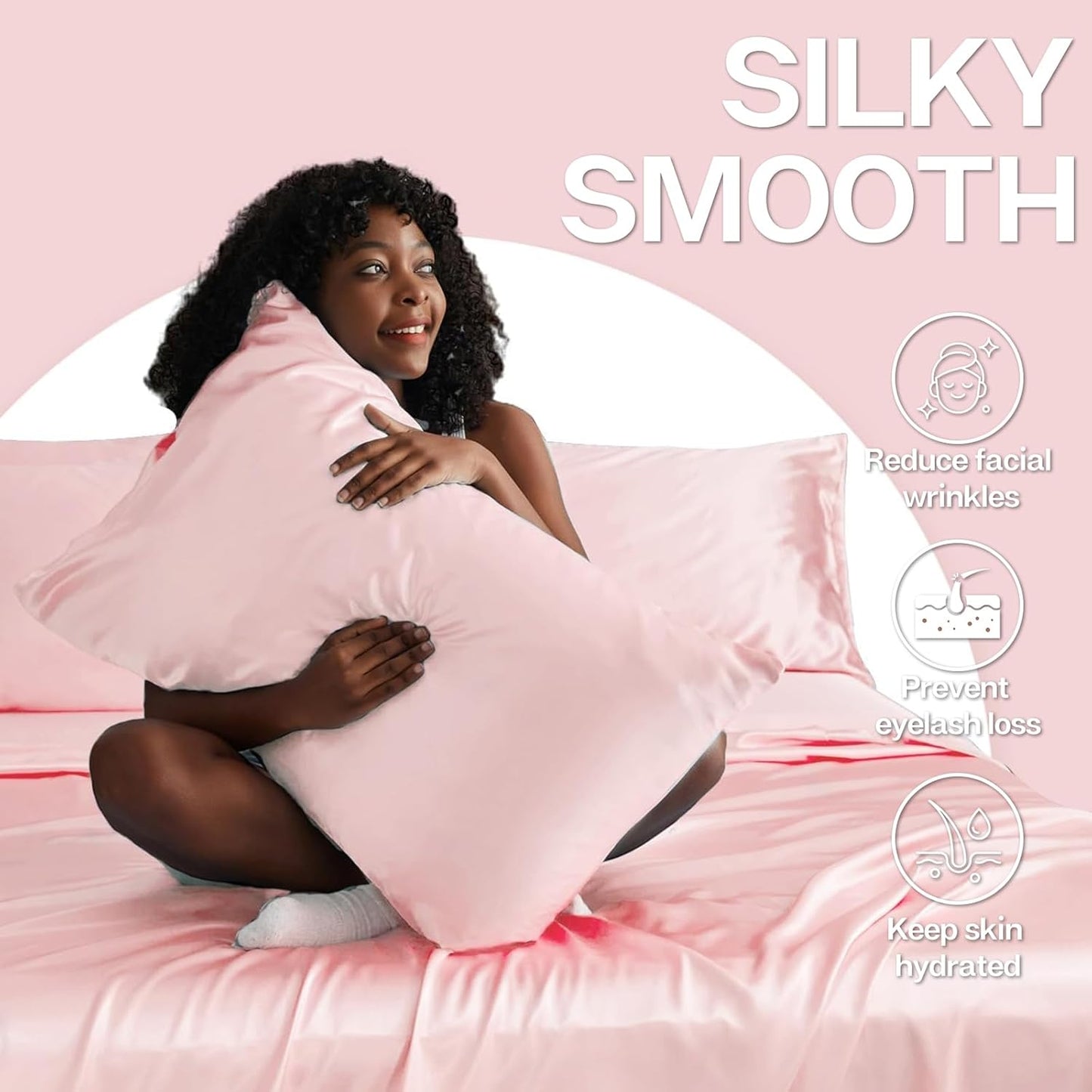 MR&HM Satin Pillowcase for Hair and Skin, Silk Satin Pillowcase 2 Pack, King Size Pillow Cases Set of 2, Silky Pillow Cover with Envelope Closure (20x36, Light Pink)