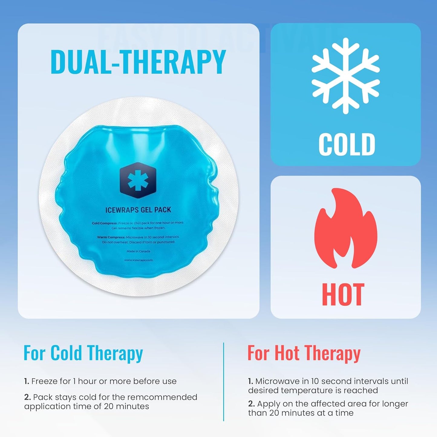 ICEWRAPS Reusable Hot & Cold Gel Packs - 50 Pieces with Cloth Backing (50 Pack)