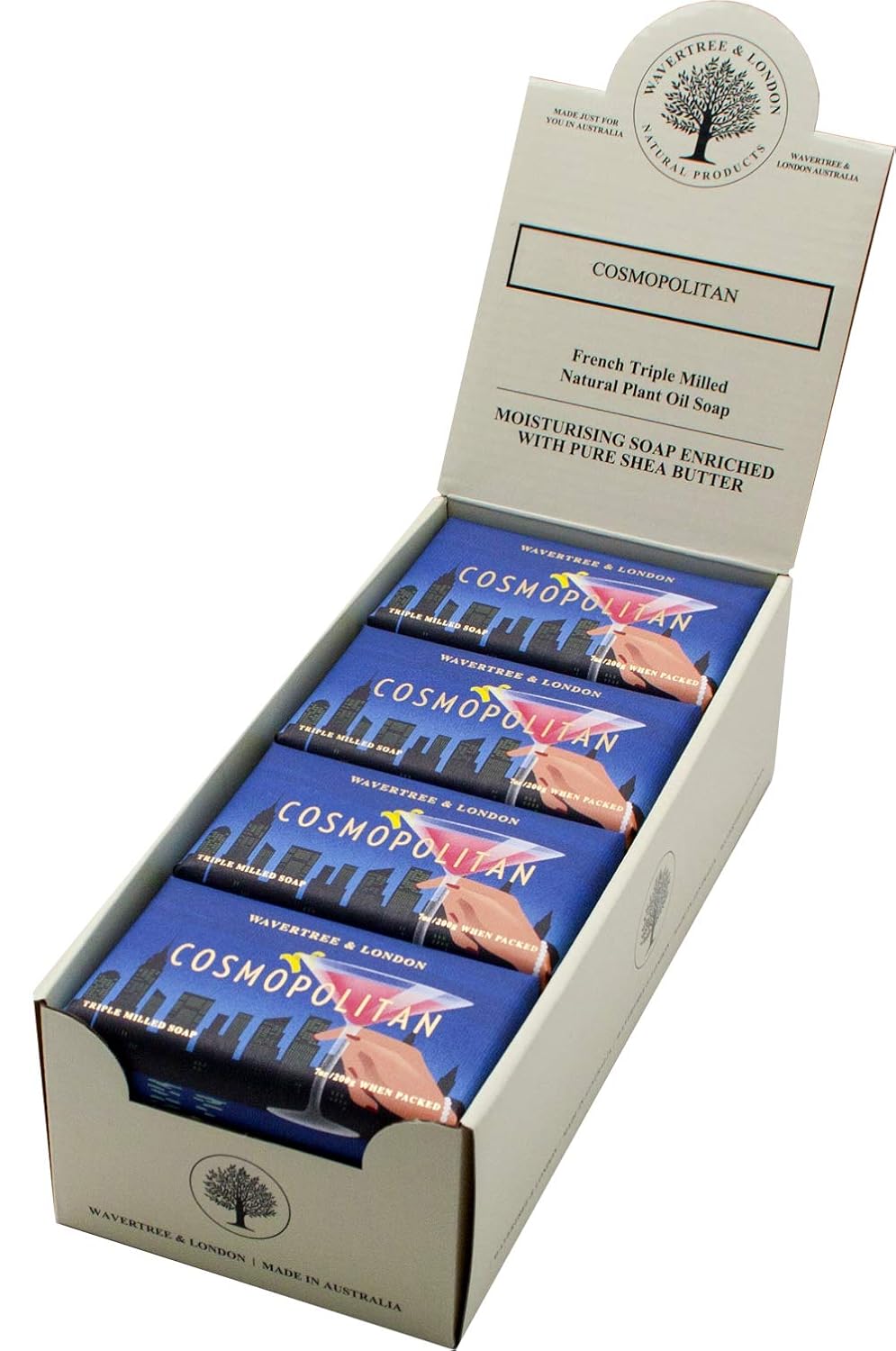 Wavertree & London Cosmopolitan Scented Natural Soap (8 Bars), 7oz Moisturizing French Triple Milled Soap Bars enriched with shea butter - Pure Plant Oil Bath & Body Bars for All Skin Types