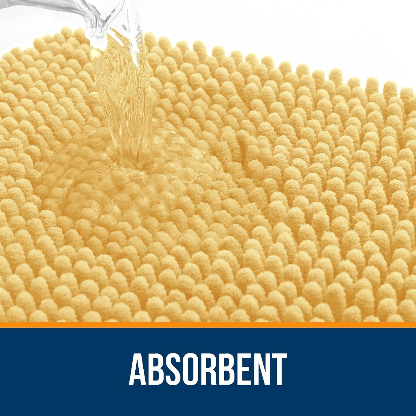 OLANLY Bathroom Rugs 47x24, Extra Soft Absorbent Chenille Bath Rugs, Rubber Backing Quick Dry, Machine Washable Bath Mats for Bathroom Floor, Tub and Shower, Home Decor Accessories, Yellow