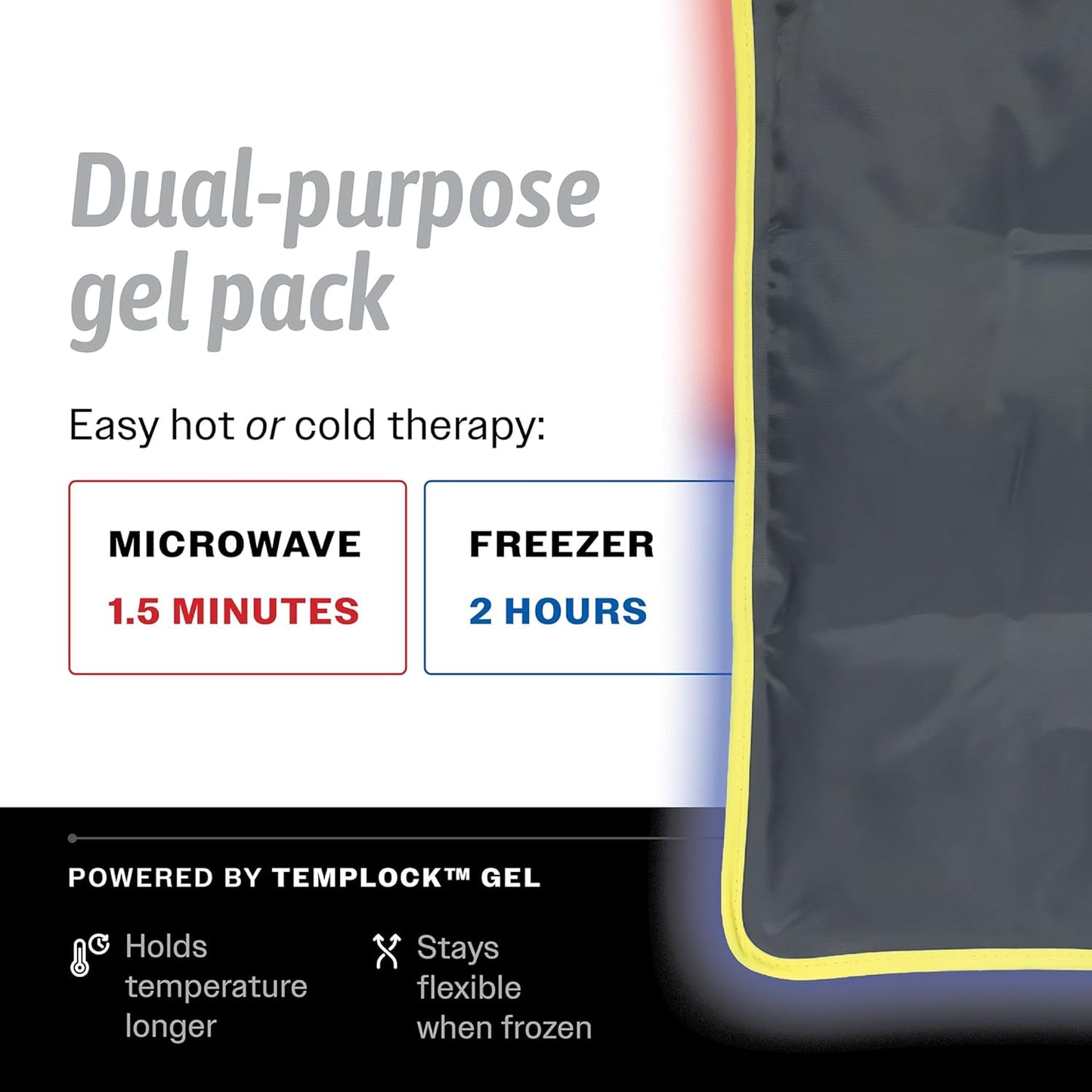 Hot & Cold Reusable Gel Packs (Medium, 1 Pack) Flexible Soft Compress - Ice & Heat Therapy for Injuries, Back, Shoulder, Hip, Knee, Joint Pain, Swelling, Bruises, Post Surgery - Sport Temp