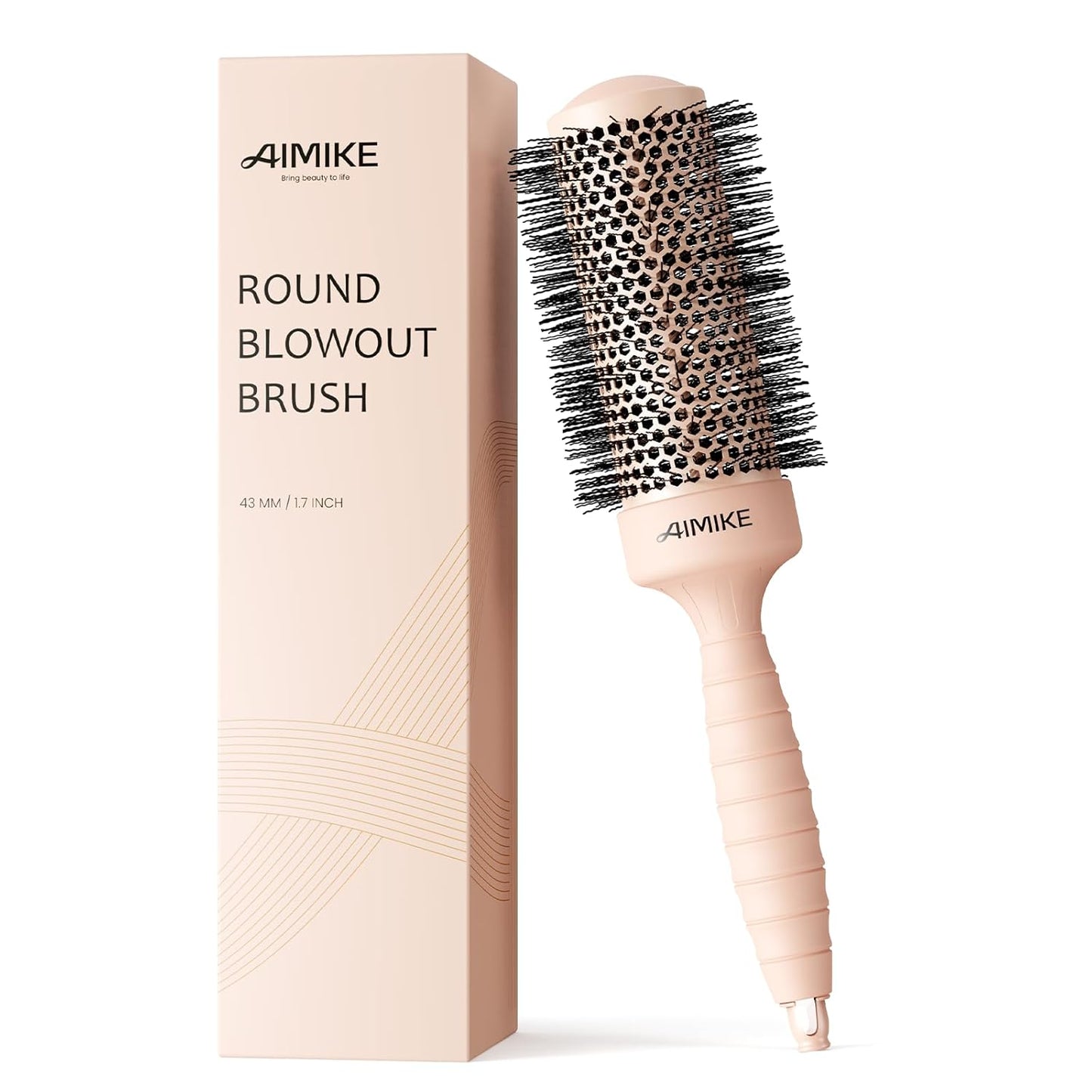 AIMIKE Round Brush for Blow Out, Medium Round Hair Brush w/Nano Ion Thermal Ceramic Tech, Professional RoundBrush for Blow Drying & Styling, Maximum Volume and Shine, Barrel 1.7 inch