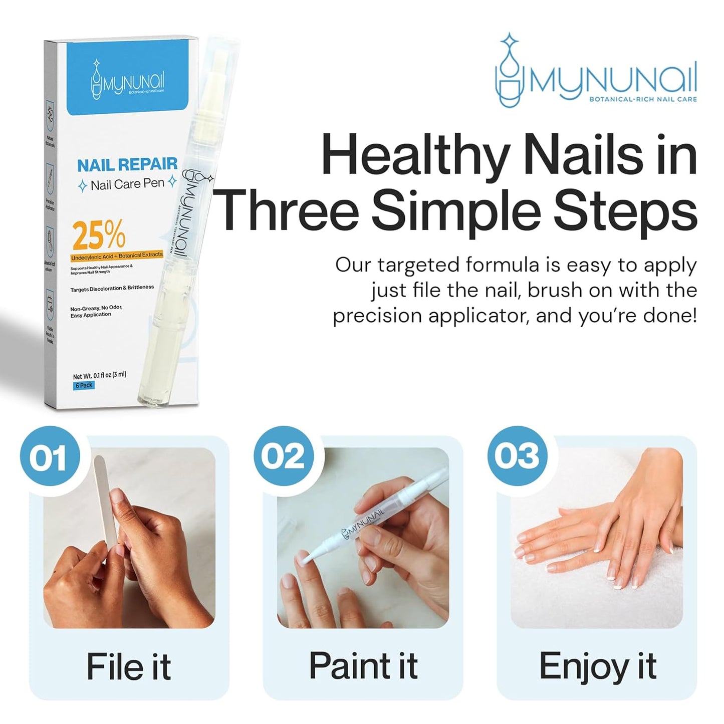 Nail Care/Conditioning Pen – Botanical Oils for Healthy, Clear-Looking Toenails and Fingernails – Fast Precision Brush Application Nail Repair Pen, Appearance of Clear Nails - Pack of 1