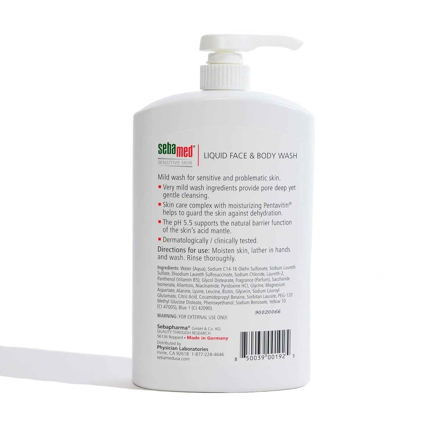 SEBAMED Paraben-Free Face and Body Wash With Pump for Sensitive and Delicate Skin pH 5.5 Ultra Mild Dermatologist Recommended Cleanser 33.8 Fluid Ounces (1 Liter) Pack of 3