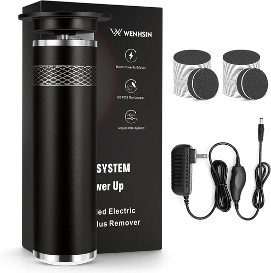 Upgraded Electric Foot Callus Remover, Adjustable Speed Feet File, Pedicure Tools with 60 Sandpaper Discs for Man Women Dead Skin, Hard Cracked Skin, Dry Skin, Ideal Gift - Black