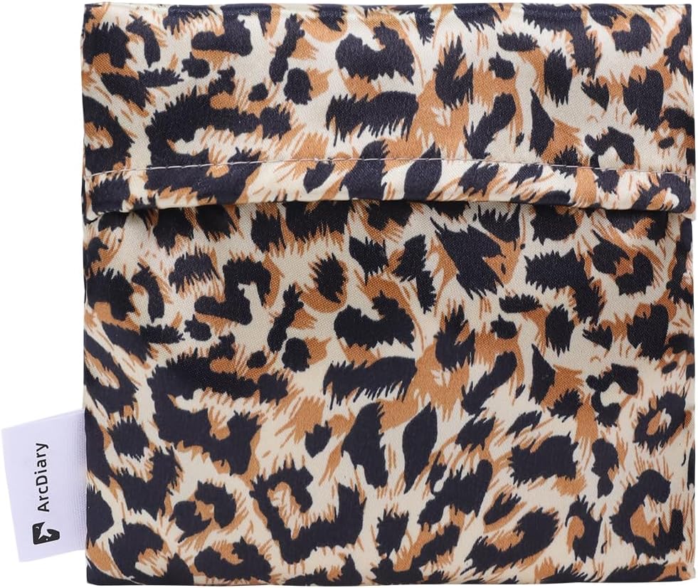 Period Bag for Teen Aged Girls, Portable Sanitary Pad Storage Bag for Teen Pads/Sanitary Napkins/Small Tampons, Feminine Menstrual Cup Pouch (Leopard A)