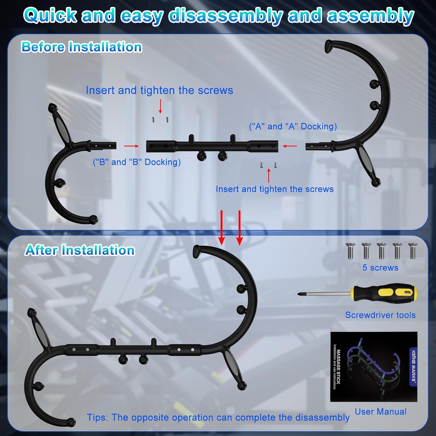 KEINE MARKE Trigger Point Massage Tool, Back Massage Tool, Pressure Point Massage Tool, Handheld Back, Neck, Shoulder, Leg and Feet Massage Hook for Men & Women (Classic Black)