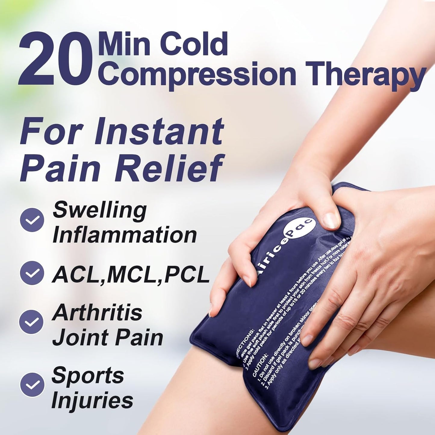 Ice Packs for Injuries Reusable, 10”x 14”Gel Cold Pack for Knee Neck Shoulder Ankle Elbow Hip Back Pain Relief, Cold Compress Therapy for Swelling, Bruises, Surgery, 10”x 14”, Blue