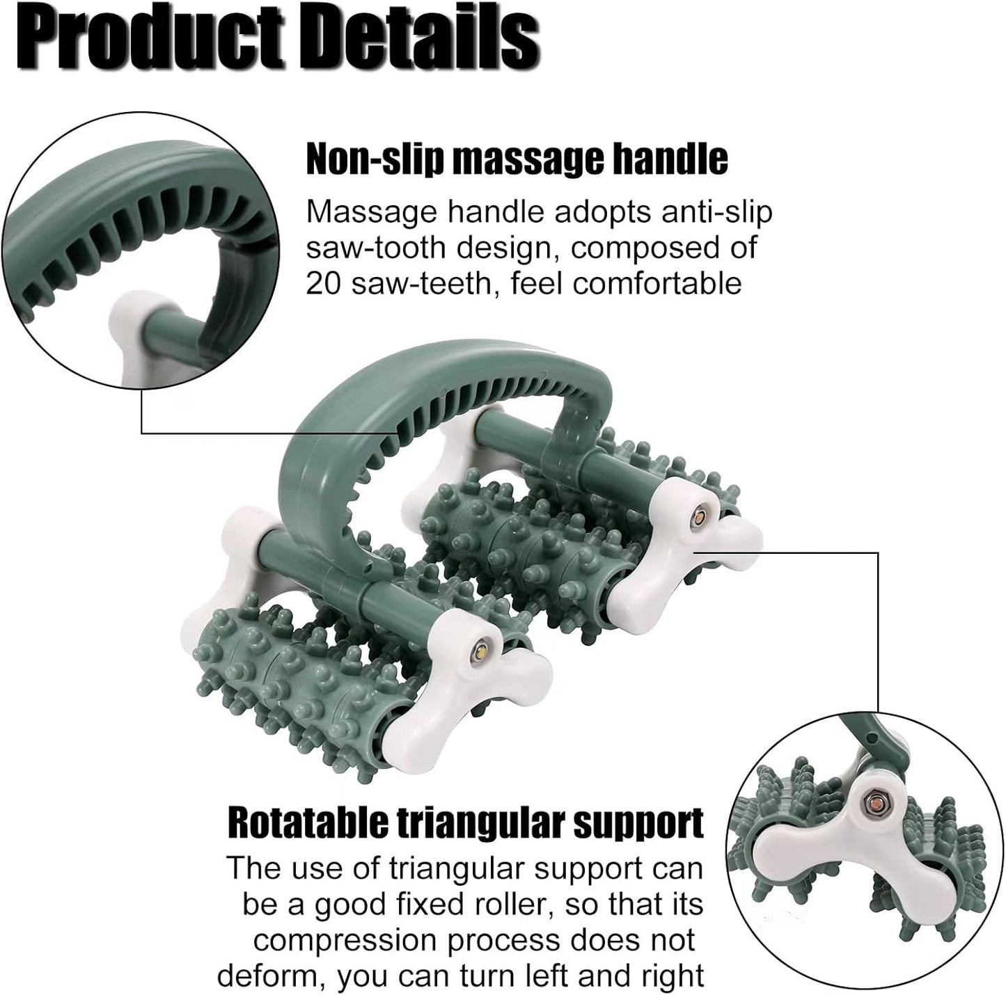 olelo Fascia Blaster, Fascia Blaster for Cellulite, Massage Roller with 20 Wheels for Deep Tissue Myofascial Release, Muscle Roller Stick Relieves Back, Neck, Leg Pain, Green