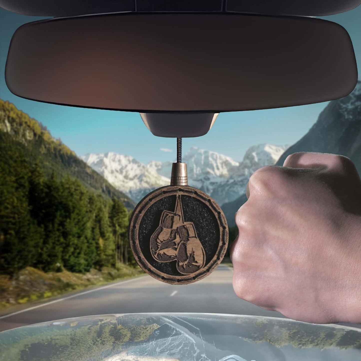Wood Car Air Freshener — Handmade Car Air Freshener — Boxing Gloves Designed Fragrance Oil Diffuser in Wooden Gift Box
