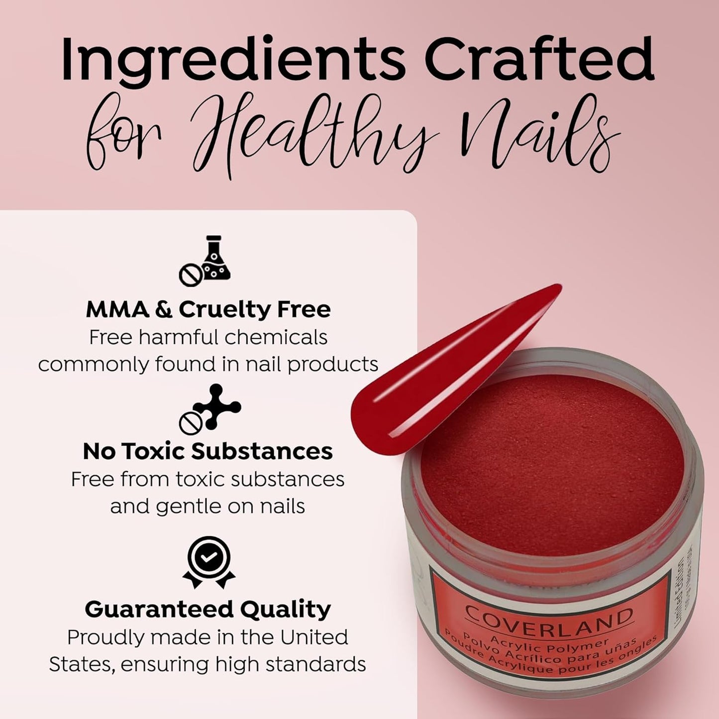 Tones Coverland Acrylic Nail Powder "Irresistable" - Limited Edition Acrylic Powder for Nail Design, Sculpting, and Masking Nail Bed Imperfections - Professional Acrylic Nail Supplies - (1.5 Oz)