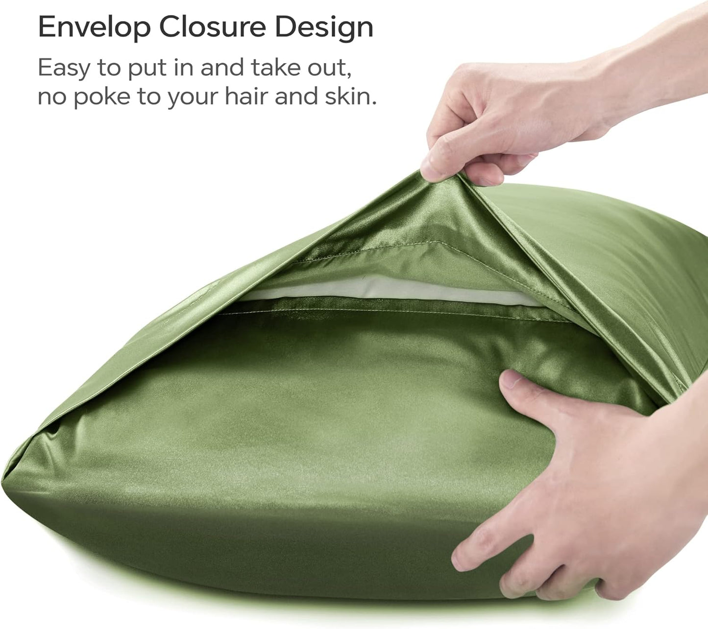 BEDELITE Satin Body Pillow Cover, Super Soft and Cooling Body Pillow Pillowcase for Hair and Skin, Breathable Silky Full Long Pillowcase Cover(20"x54", Cedar Green)