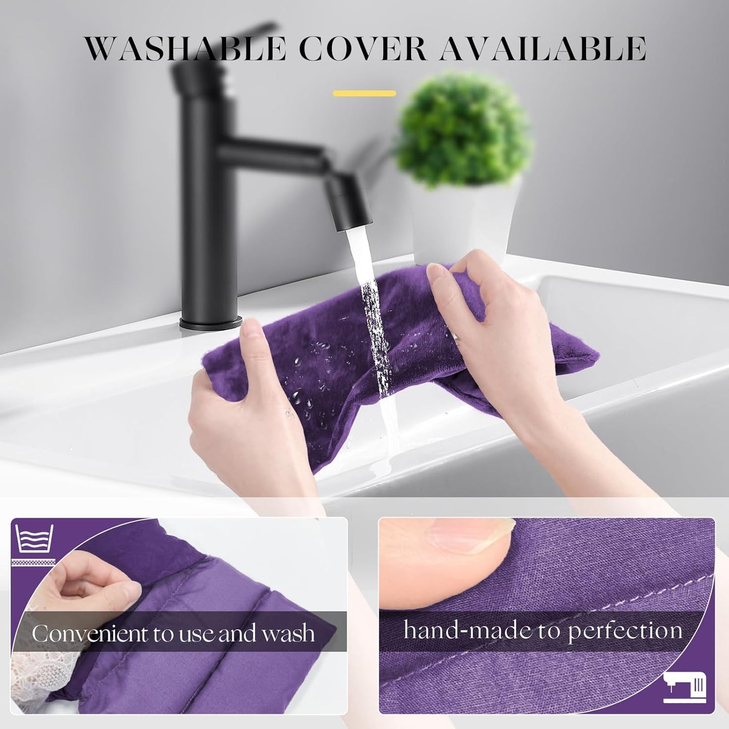 Microwavable Heating Pad with Washable Cover 13x7 Inch Flaxseed Microwave Hot Pack, Lavender Scent, Moist Warm Compress for Relaxation, Non-Electric & Portable