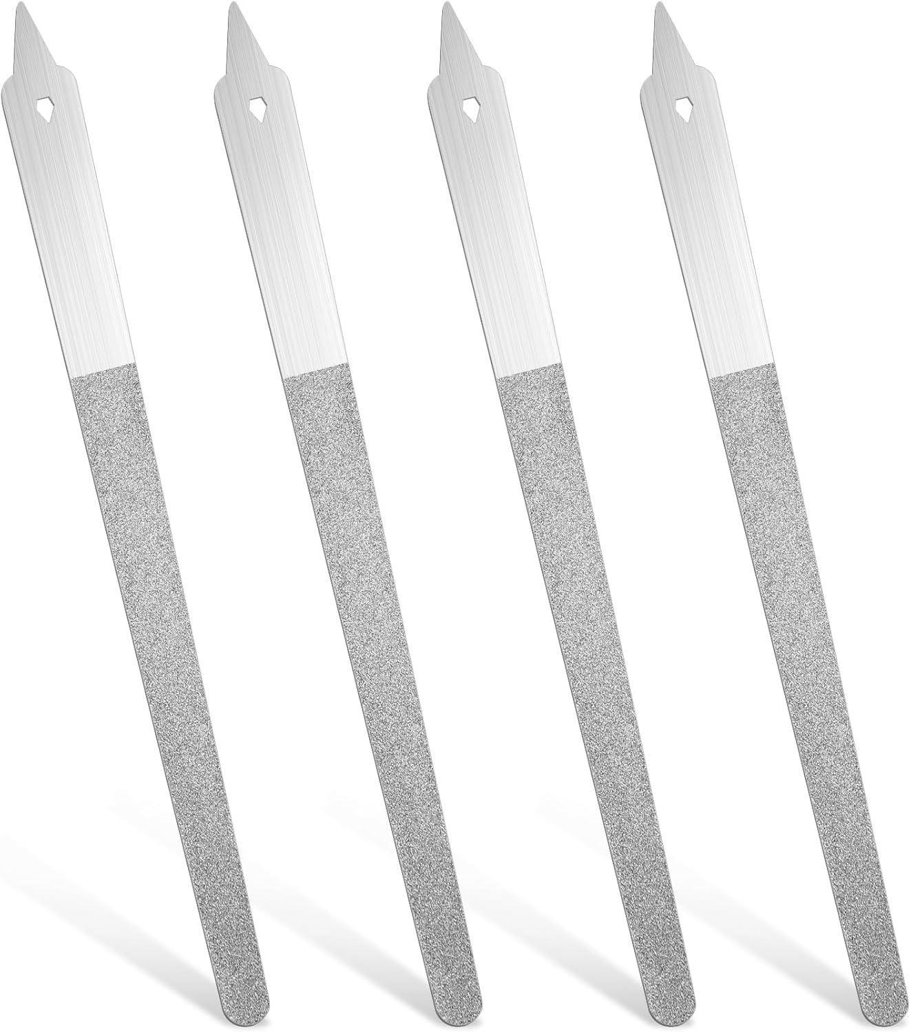 4PCS Diamond Nail File, 6 inch Stainless Steel Diamond Dust Nail File, Stainless Steel Nail Filer for Salon Home