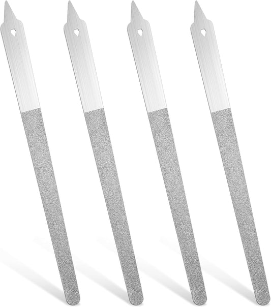 4PCS Diamond Nail File, 6 inch Stainless Steel Diamond Dust Nail File, Stainless Steel Nail Filer for Salon Home