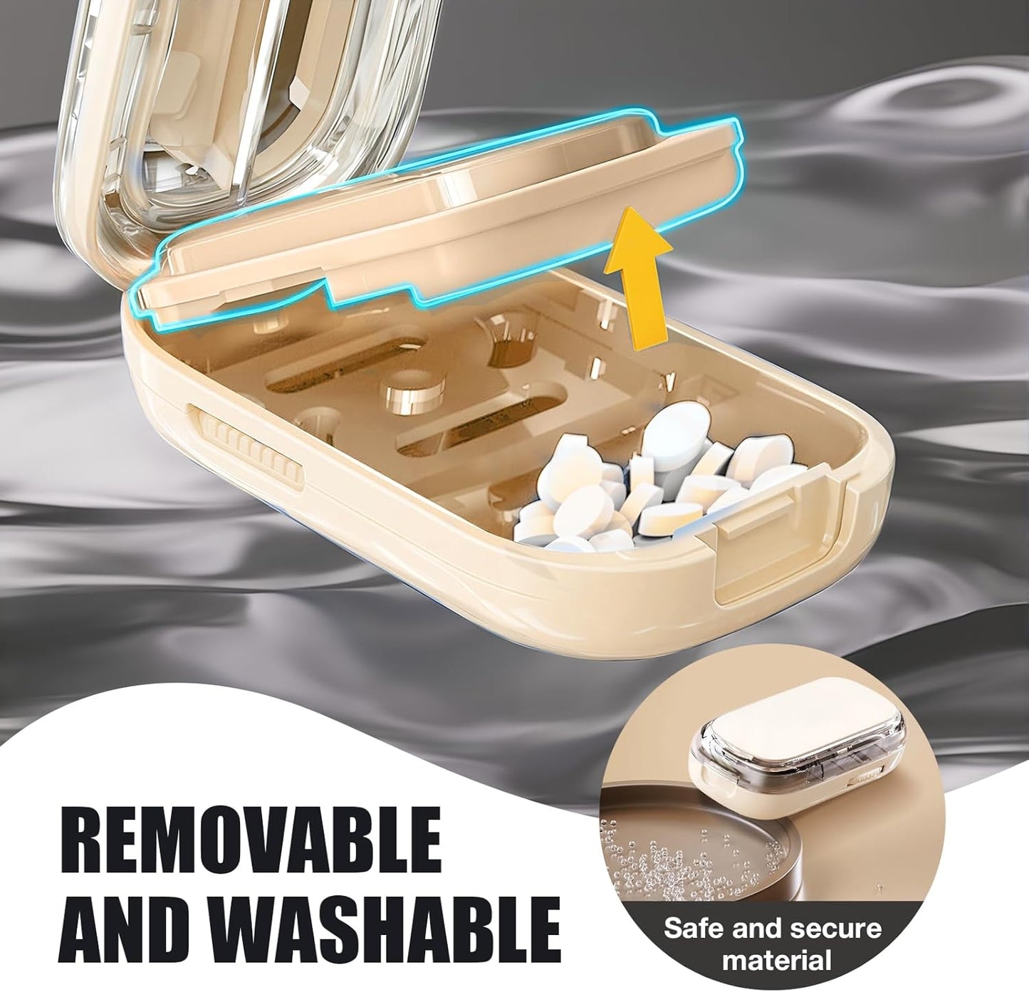 Portable Pill Cutter with Adjustable Slots – Multi Pill Splitter for Small & Large Tablets, Stainless Steel Blade, Clear Cut, Non-Slip Design, Easy to Use for Weekly Medication(Beige, 1/4)