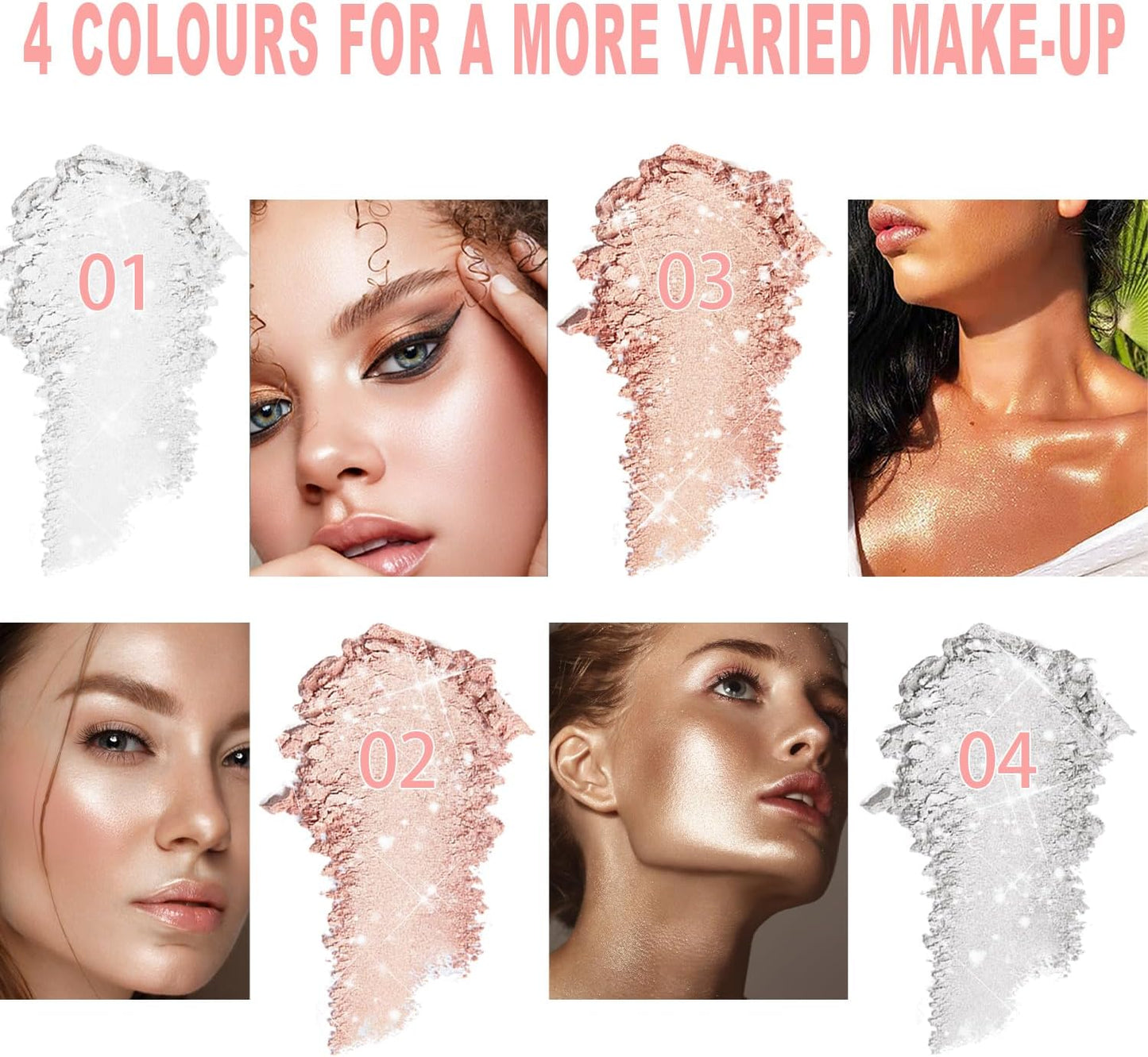 Hair and Body Glitter Powder, 2PCS Highlighter Glitter Makeup for Clothes, Festival Rave Prom Loose Sparkle Powder,Holographic Ultra Fine Resin Glitters for Crafts (Naked Pink+Champagne)