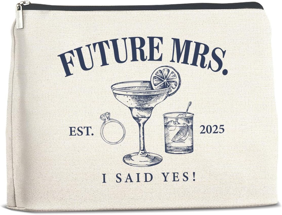 Wedding Bridal Shower Gifts for Bride to Be 2025 Future Mrs Makeup Bag Gifts for Women Wifey Engagement Gifts Cosmetic Bag Zipper Pouch for Bachelorette Party