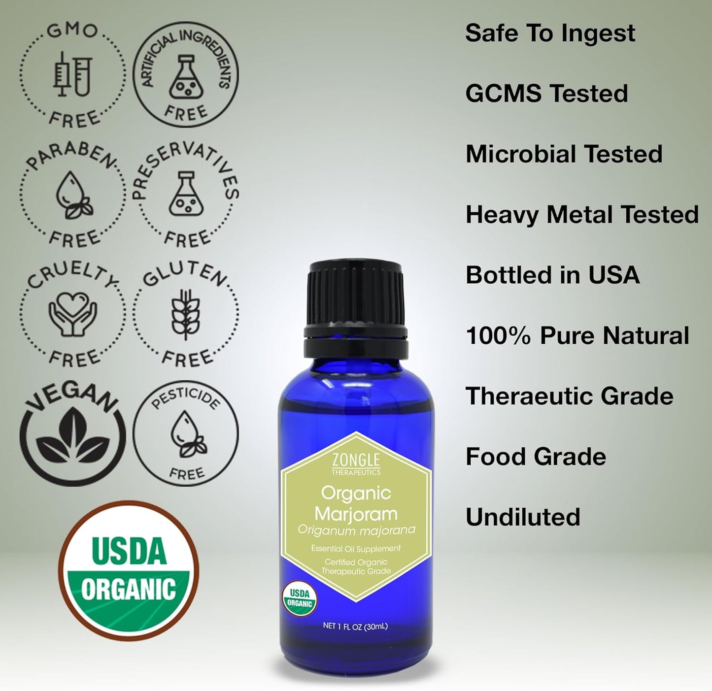 Organic, Marjoram Essential Oil, Food Grade – 100% Pure, Sweet Marjoram Essential Oil, by Zongle Therapeutics, 1 OZ