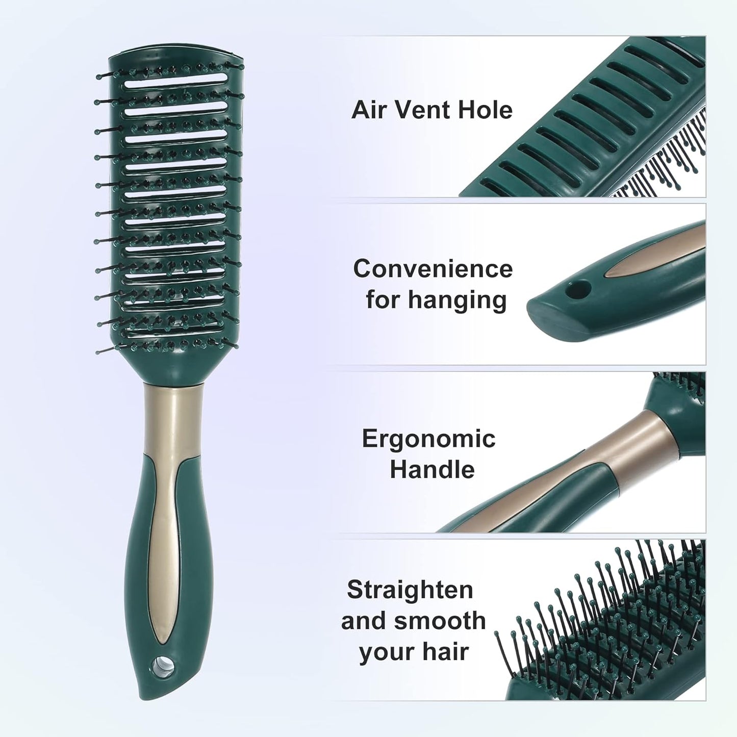 VOCOSTE Vent Hair Brush, Detangling Brush for Women and Men, Wet Hair Brush with Ball Tipped Bristles for All Hair Types, Green