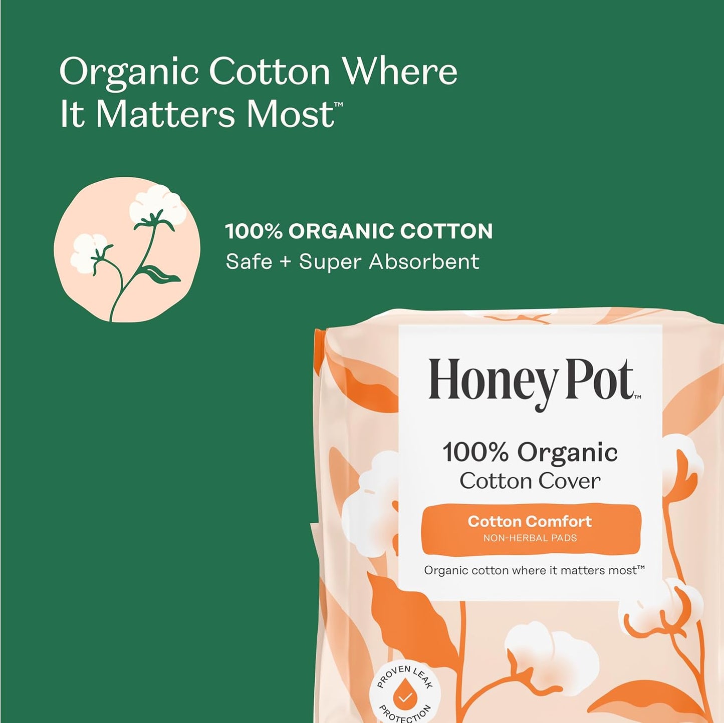 The Honey Pot Company - 48ct - Sanitary Pads for Women - Non-Herbal Overnight w/Wings - Organic Cotton Cover & Ultra-Absorbent Pulp Core - Feminine Care