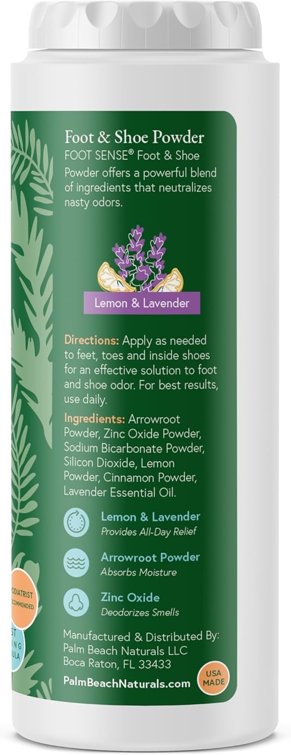 FOOT SENSE All Natural Foot & Shoe Powder, Foot Odor Eliminator for Long-Lasting Odor Control Lasts up to 6 Months, Disinfects & Deodorizes, Safe for Men, Women, Kids, Athletes, 100g
