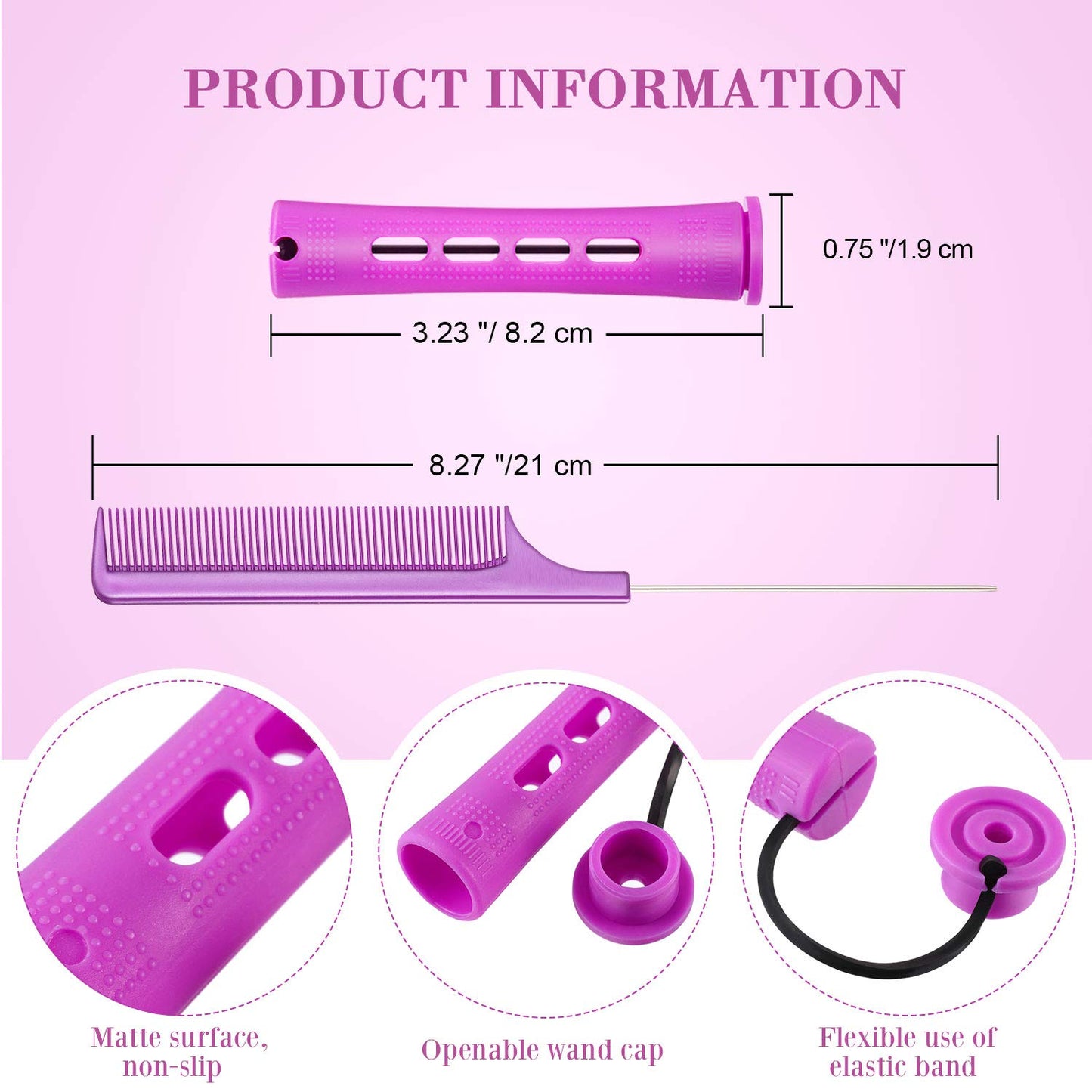 WILLBOND 36 Pieces Cold Wave Rod Hair Perm Rods Hair Rollers Perming Curlers with Steel Rat Tail Comb for Hairdressing Styling