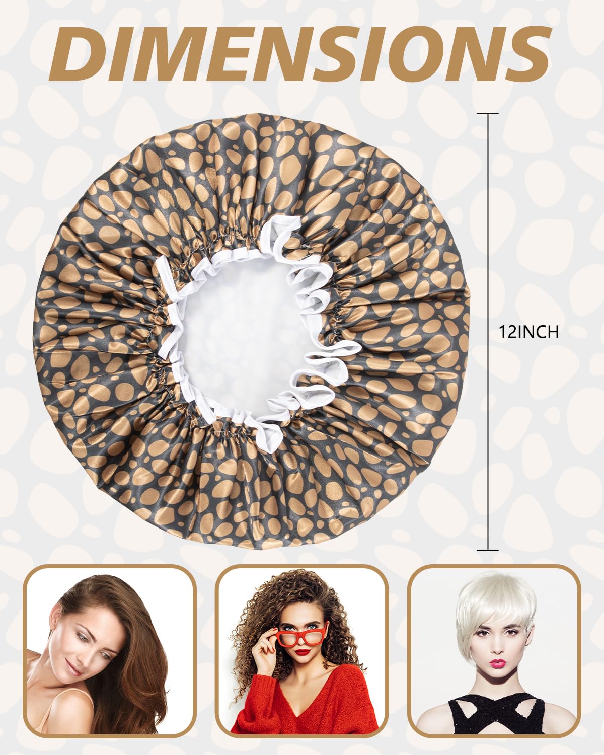 Aquior Shower Cap for Women, Reusable Shower Caps for Womens, Adult Hair Cap for All Hair, Double Waterproof EVA Lining, Leopard Shower Cap for Long Thick Hair