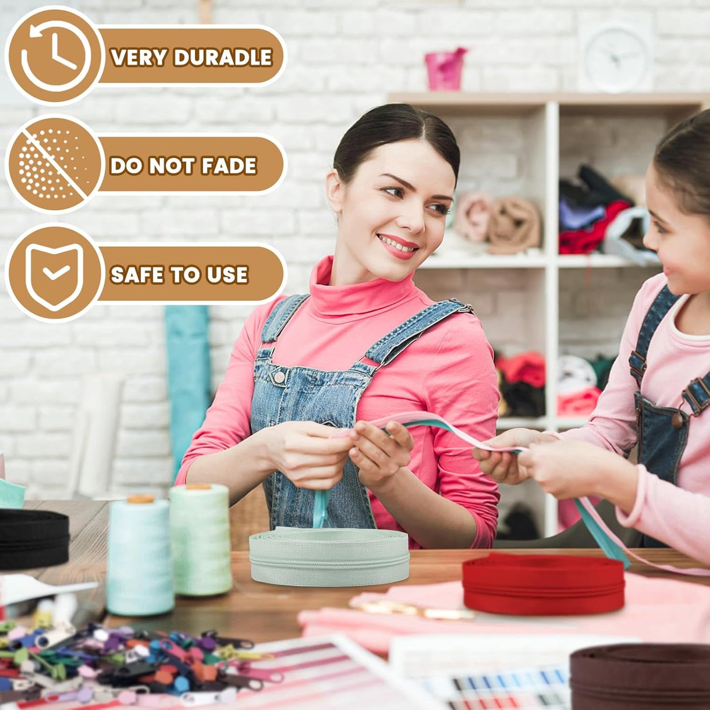 DOITEM 22.2 Yards/ 20 m 10 Pieces Assorted Colors #5 Nylon Coil Zippers, Sewing Zippers Endless Zips with 40 Pieces Zipper Sliders Zip Heads for DIY Sewing Tailor Craft Supplies