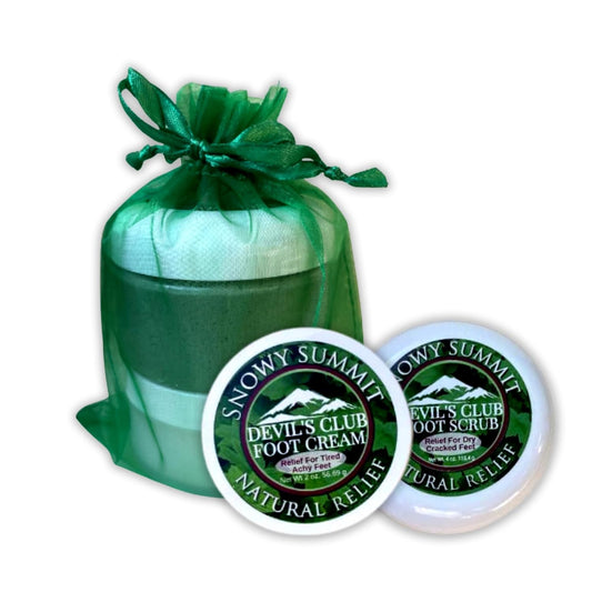 Devil's Club Foot Care Duo - All-Natural Foot Scrub & Foot Cream Set - Hydrating Foot Care Solution with Refreshing Scent & Handcrafted, Alaskan-Made Ingredients