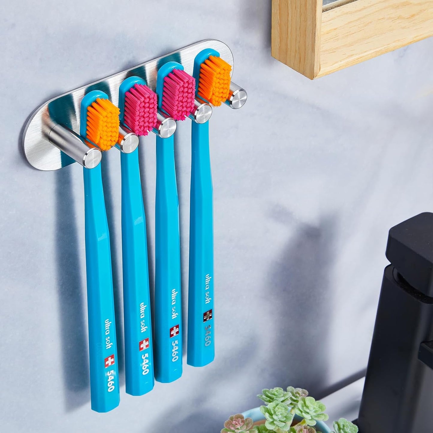 Electric Toothbrush Head Holder for Bathroom Shower, Toothbrush Holders Wall Mounted, Tooth Brushing Holder, Self Adhesive Toothbrush Storage Organizer Toothbrush & Razor Holder (Medium)