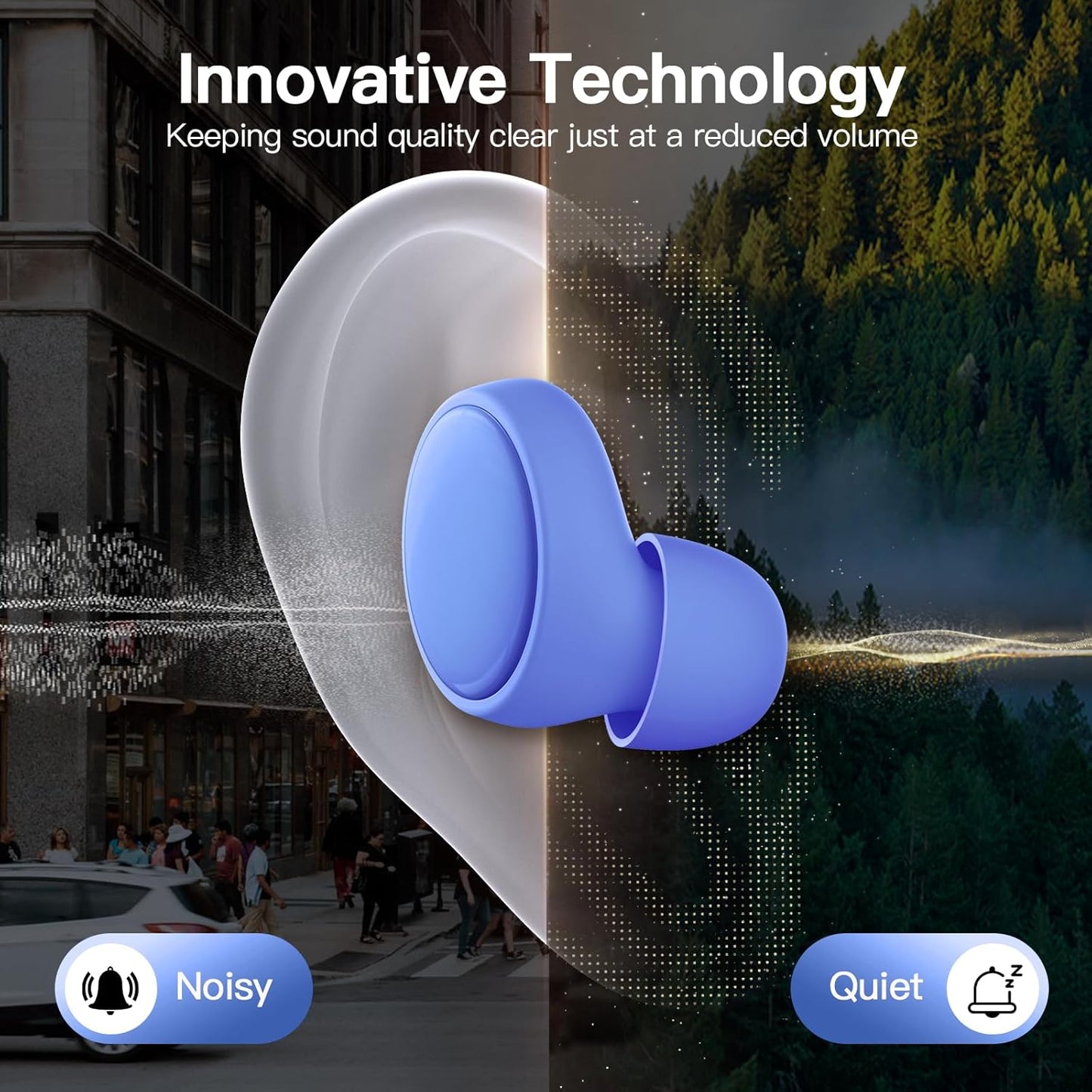 Ear Plugs for Sleeping 45dB Noise Cancelling Ear Plugs for Concerts, Focus, Travel, Work Silicone Hearing Protection Earplugs with 8 Tips (XS-L) Reusable Noise Reduction Ear Plug for Snoring Blue