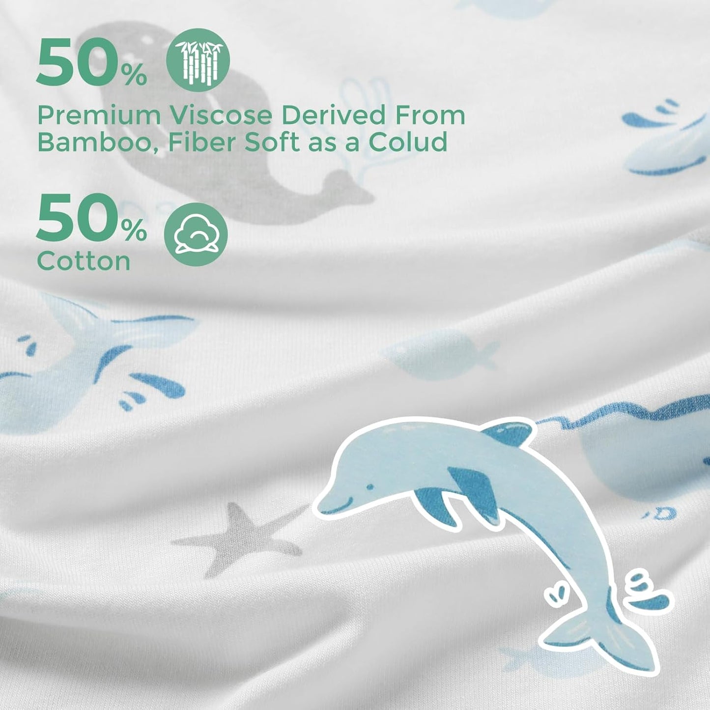 Momcozy Baby Towel with Hooded-Original Design Baby Towel Set -Soft & Absorbent- Shower Gifts or Bath Essential for Infant, Newborn, Toddler, Marine Sea Whale Seal Waves Magic