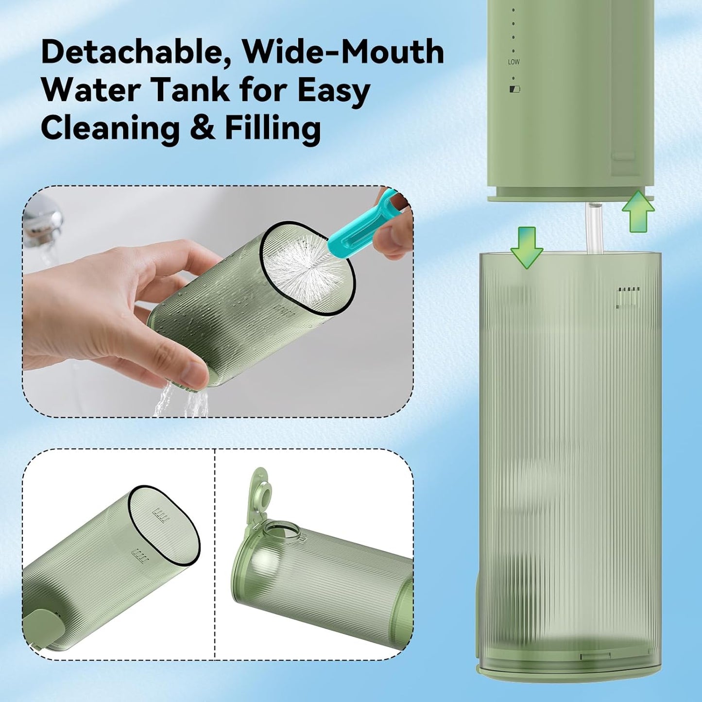 Mini Water Flosser for Teeth,Travel Dental Flosser Picks, Portable Oral Irrigator with Telescopic Water Tank, 5 Modes IPX7 Waterproof Tooth Flosser for Brace, Sensitive Teeth, with Storage Bag