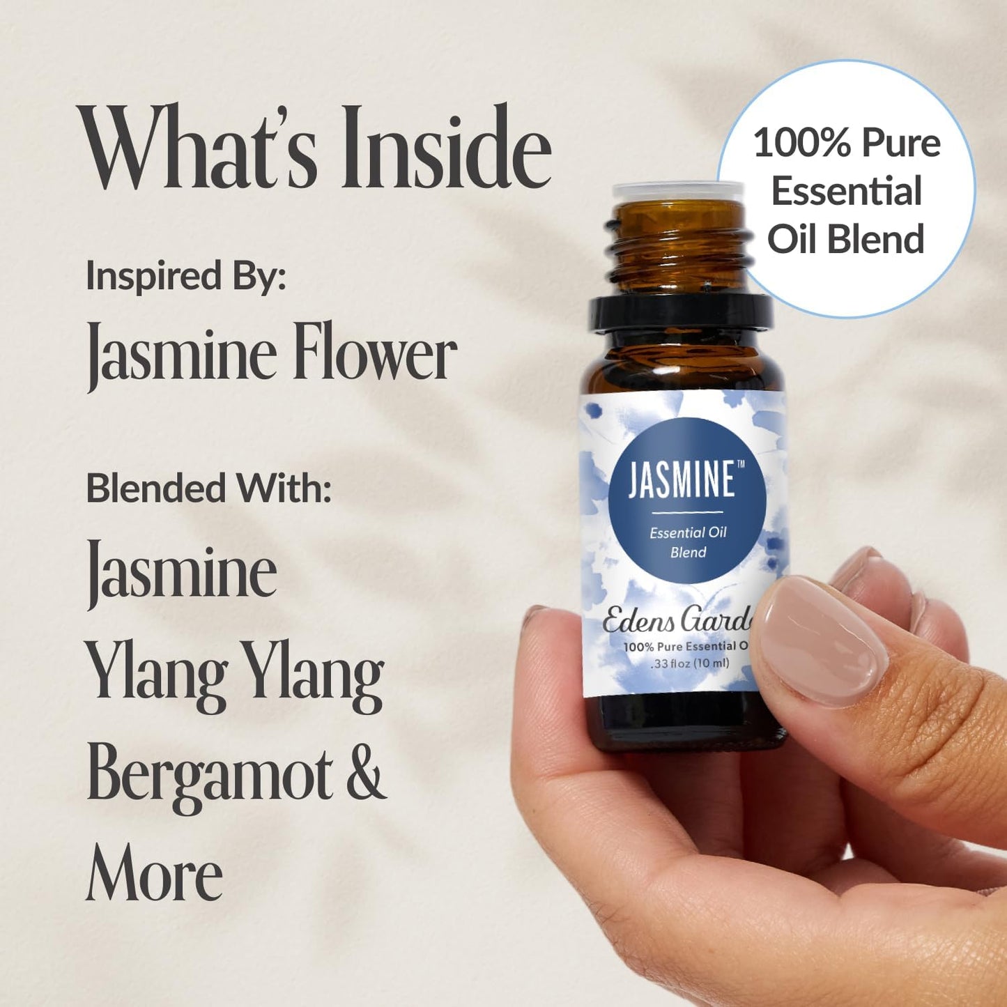 Edens Garden Jasmine Essential Oil Blend – 100% Pure Premium Grade, Natural & Synthetic-Free, Undiluted for Hair Care, Home Diffusers, Skin, Aromatherapy, Massage & Humidifiers 10 ml (.33 fl oz)