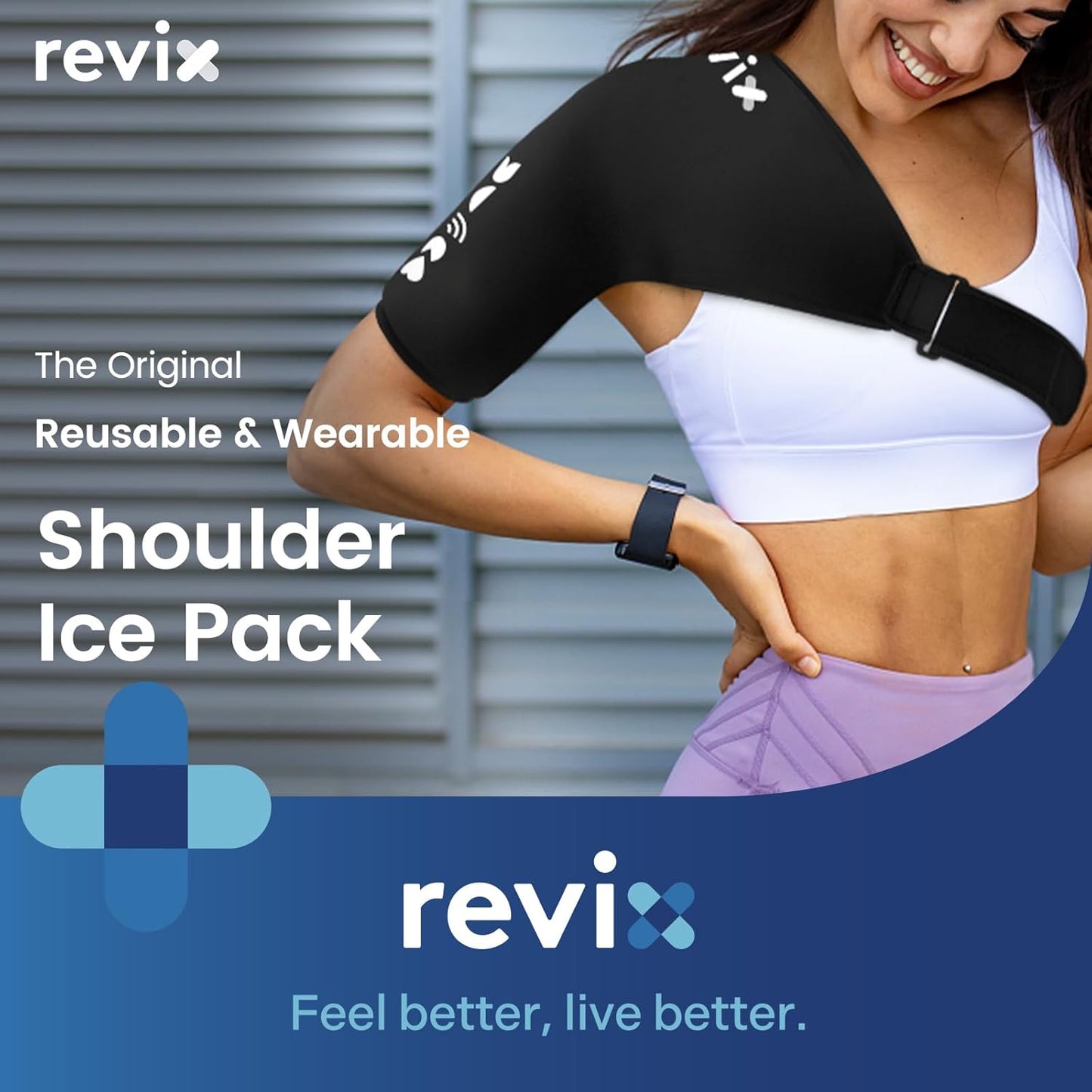 REVIX Shoulder Ice Pack Wrap for Rotator Cuff and Arm, Reusable Gel Cold Wrap with Compression for Targeted Area, Soothing Discomfort & Fatigue, Easy to Put On & Take Off, Flexible Fit for Men & Women