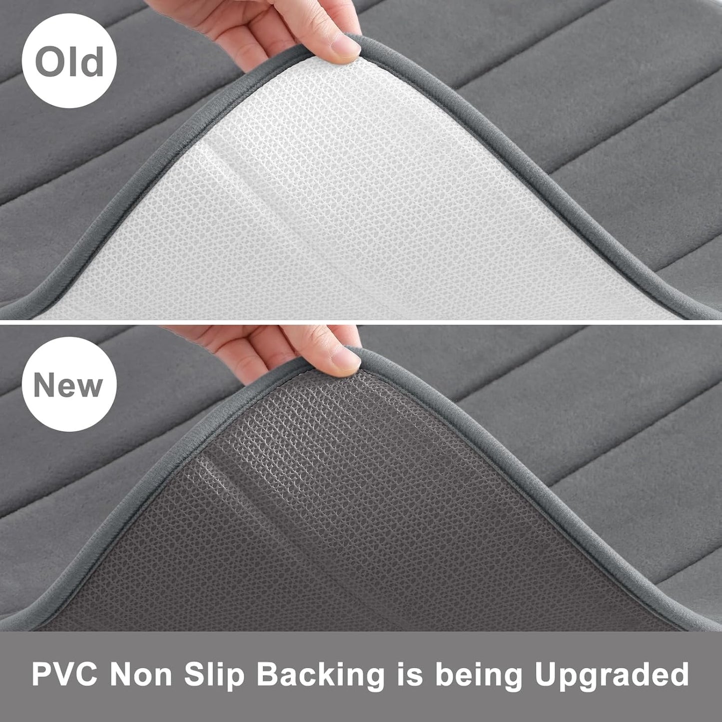 Buganda Memory Foam U-Shaped Contour Toilet Rugs, Non Slip Absorbent, Thick Soft Washable Bathroom Mat, Floor Carpet Bath Rugs Mat for Toilet Base (24" x 20", Grey)