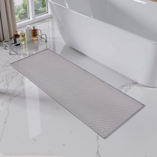 AMOAMI Bath-Mat,Ultra Thin Bath-Rugs Runner,Rubber Backed Bath Mats for Bathroom Non Slip,Absorbent Bath Rug for Bathroom Floor, Shower, Sink 2'x 6'(24" x 70") Grey
